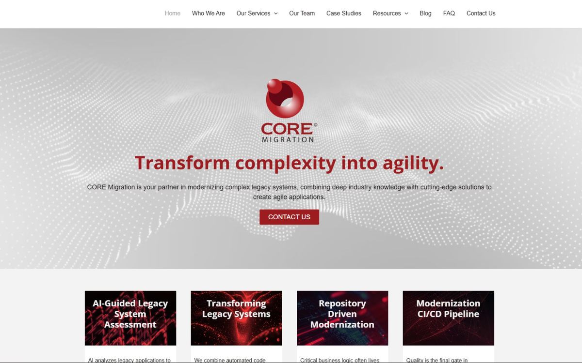 CORE Migration website screenshot