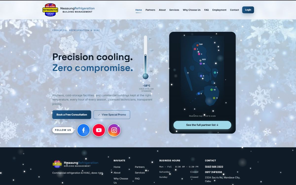 Hwasung Refrigeration website screenshot